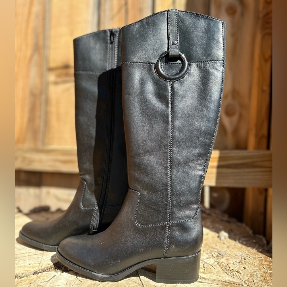 Alfani Womans Bexleyy Black Leather Boots